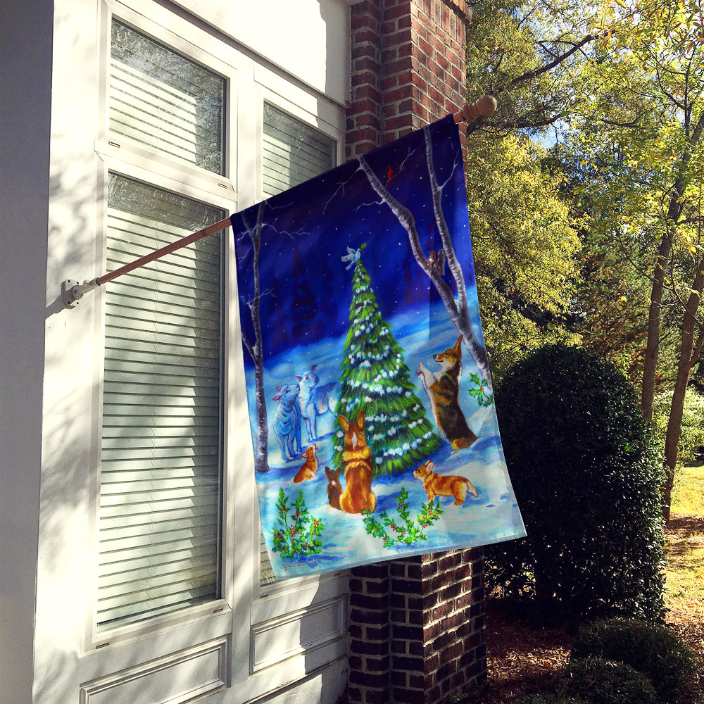 Corgi Christmas Peace Flag Canvas House Size 7304CHF