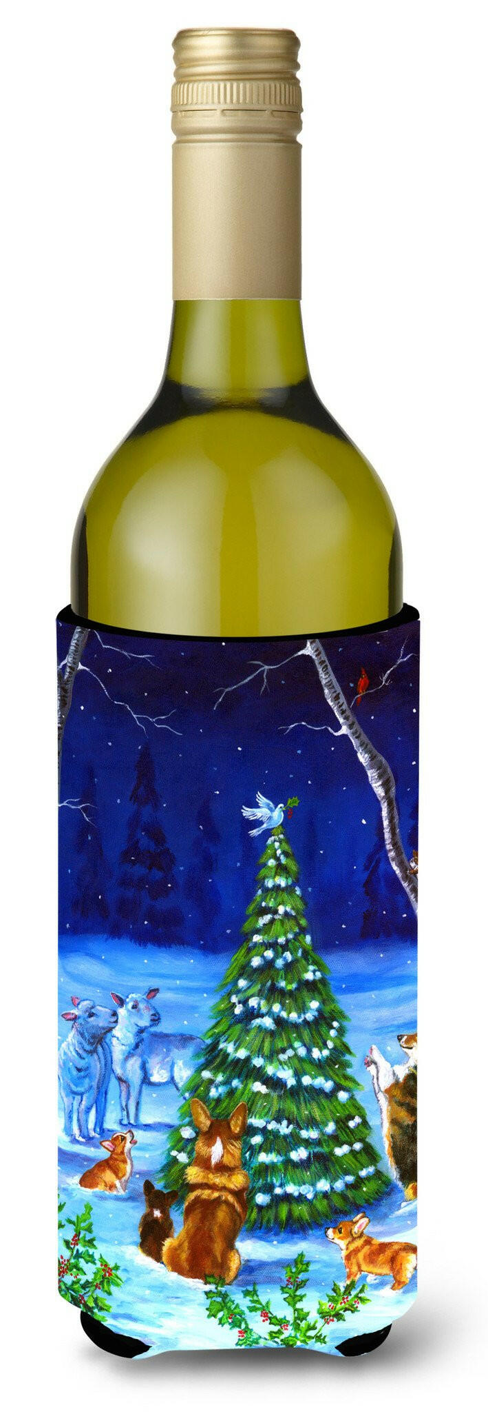 Corgi Christmas Peace Wine Bottle Beverage Insulator Hugger 7304LITERK by Caroline&#39;s Treasures