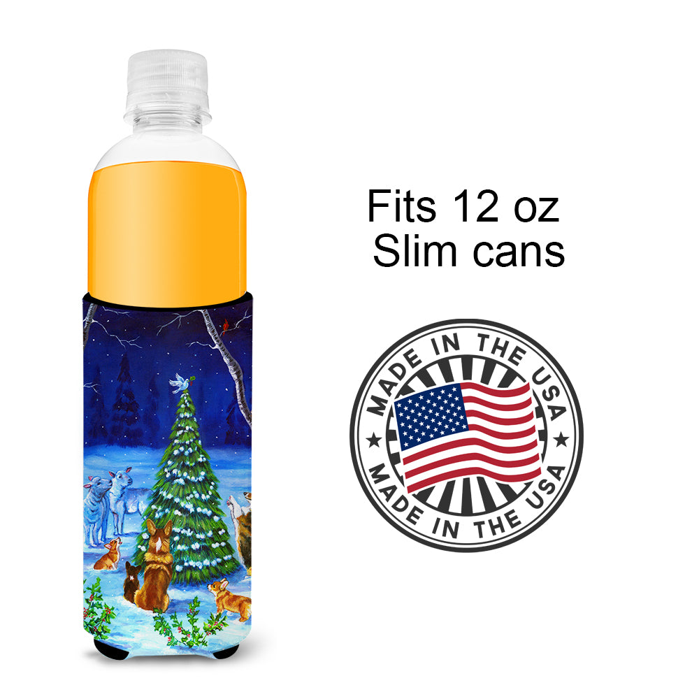 Corgi Christmas Peace Ultra Beverage Insulators for slim cans 7304MUK.