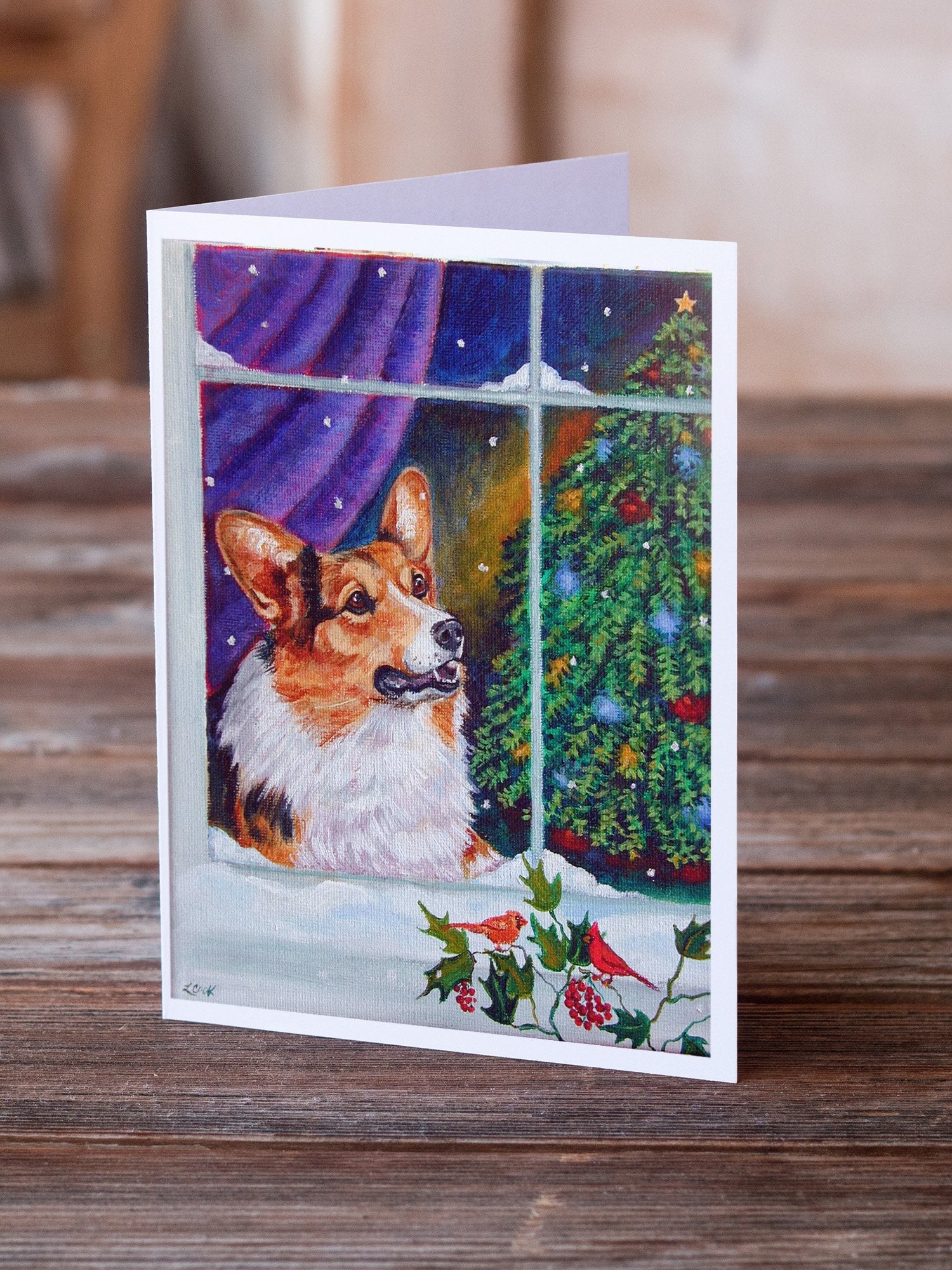 Corgi Christmas Window Greeting Cards and Envelopes Pack of 8 - the-store.com