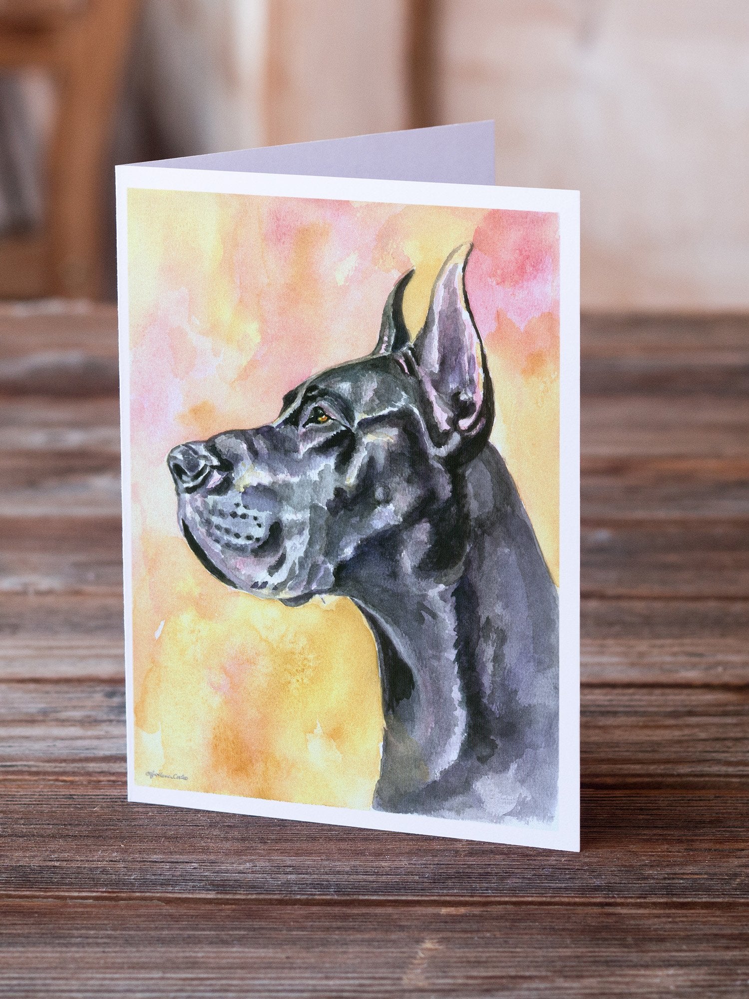Great Dane Black Cropped Greeting Cards and Envelopes Pack of 8 - the-store.com