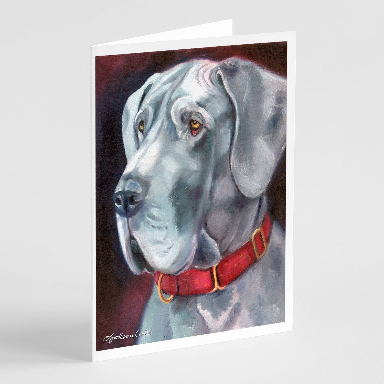 Buy this Great Dane Natural Ears Red Collar Greeting Cards and Envelopes Pack of 8