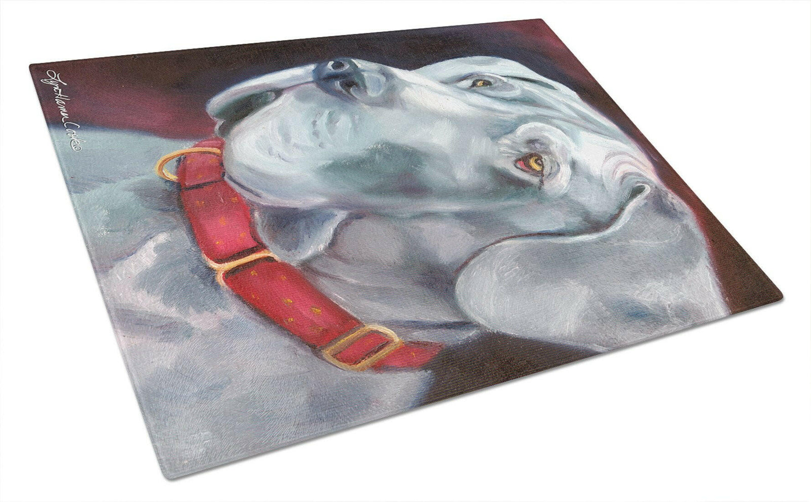 Great Dane Natural Ears Red Collar Glass Cutting Board Large 7309LCB by Caroline's Treasures