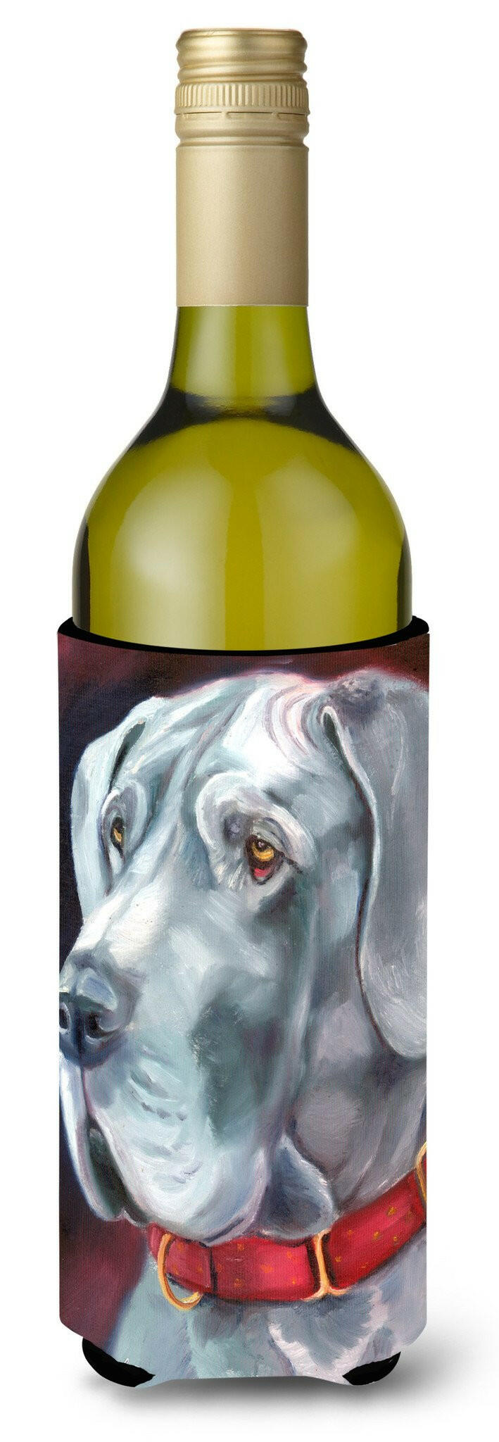 Great Dane Natural Ears Red Collar Wine Bottle Beverage Insulator Hugger 7309LITERK by Caroline&#39;s Treasures