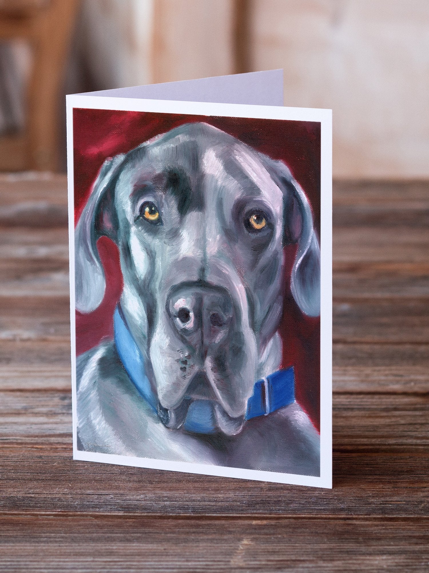 Buy this Great Dane Natural Ears Blue Collar Greeting Cards and Envelopes Pack of 8