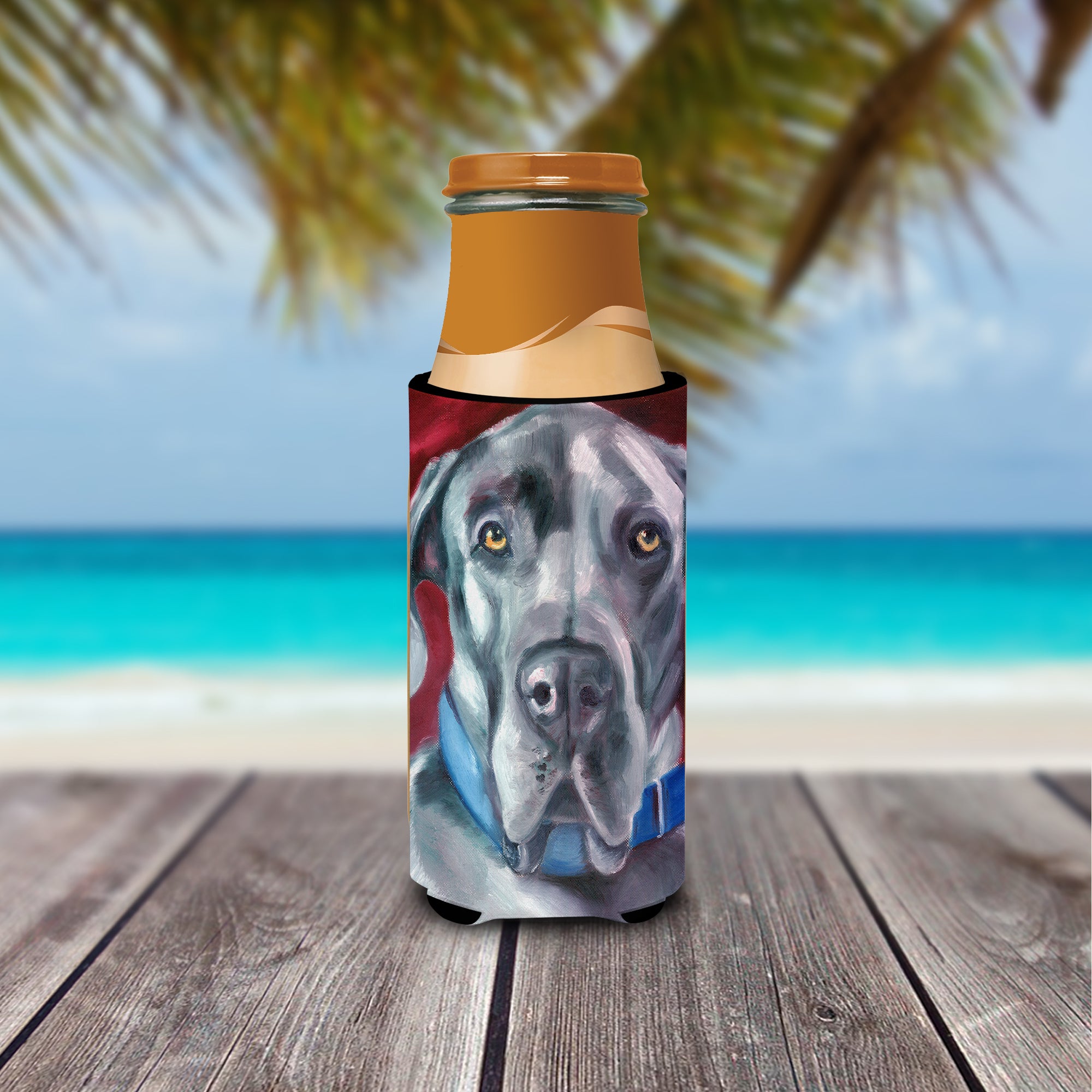 Great Dane Natural Ears Blue Collar Ultra Beverage Insulators for slim cans 7310MUK  the-store.com.