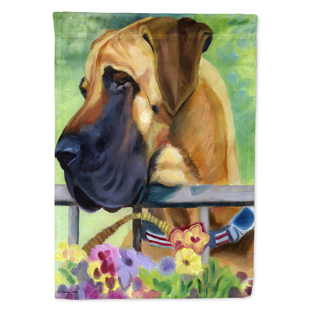 Great Dane Natural Ears Fawn in Flowers Flag Canvas House Size 7311CHF  the-store.com.