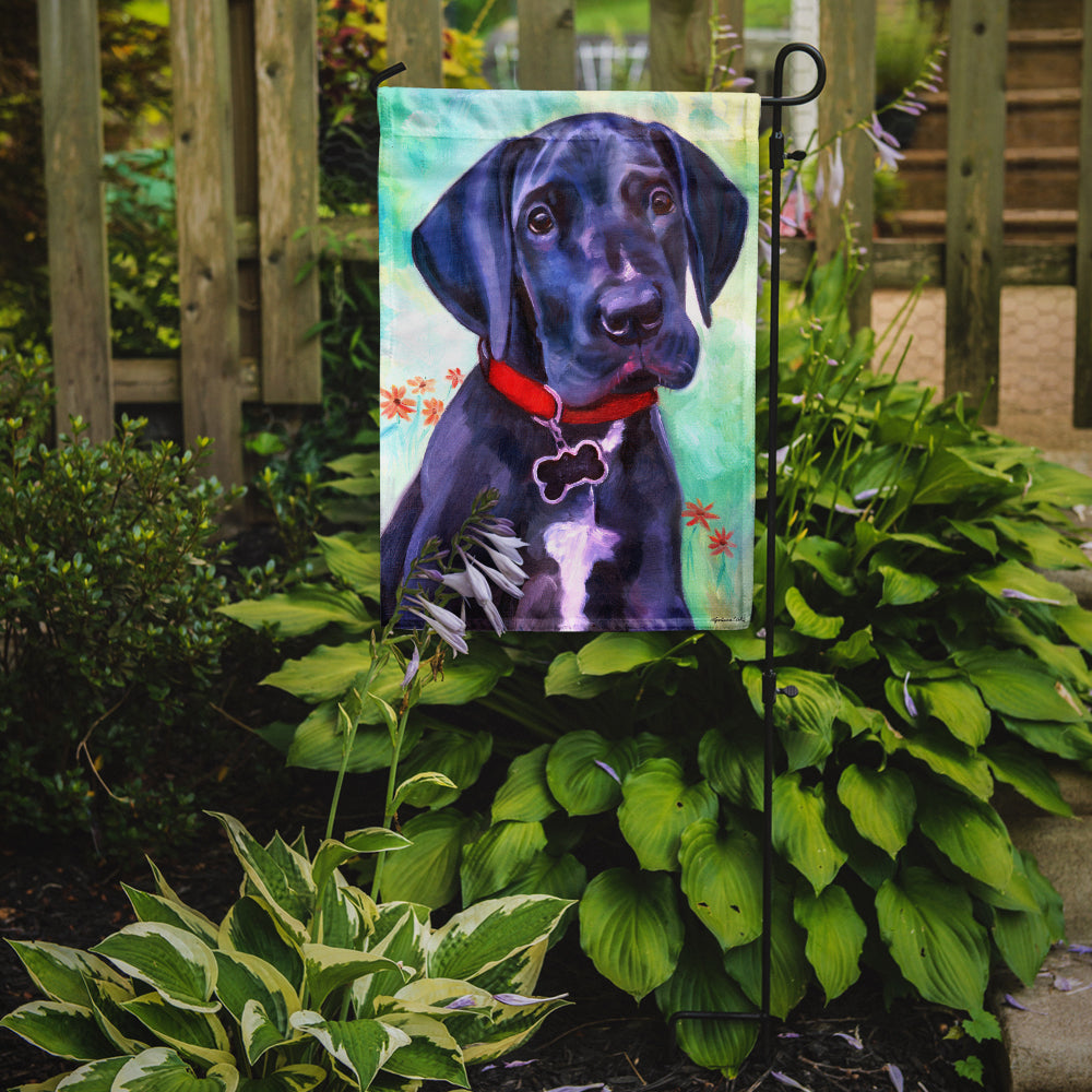 Great Dane Natural Ears Black Pup Flag Garden Size 7312GF.