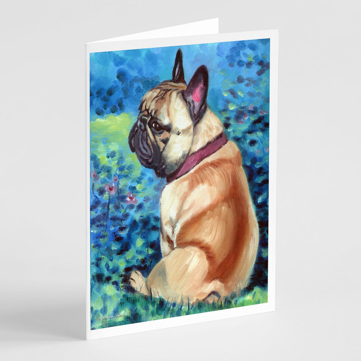 Buy this Fawn French Bulldog in Flowers Greeting Cards and Envelopes Pack of 8