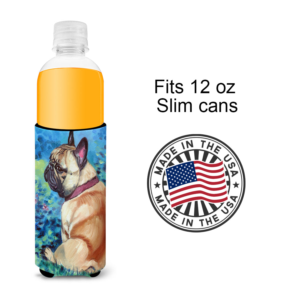 Fawn French Bulldog in Flowers Ultra Beverage Insulators for slim cans 7313MUK  the-store.com.