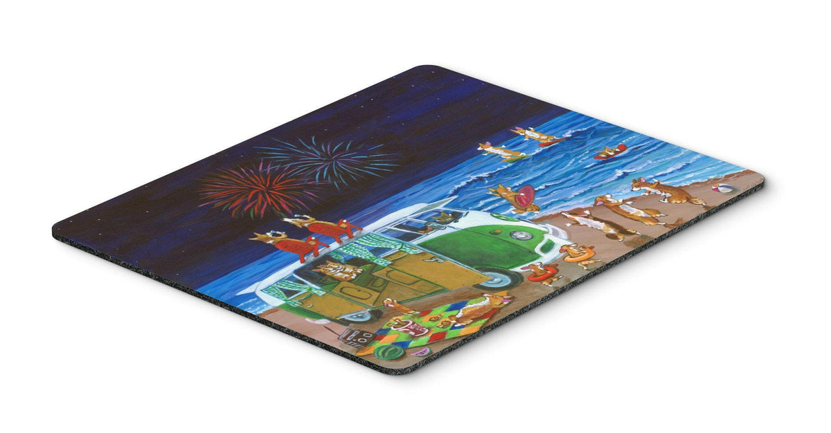 Corgi Beach Party Volkswagon Bus Fireworks Mouse Pad, Hot Pad or Trivet 7317MP by Caroline&#39;s Treasures