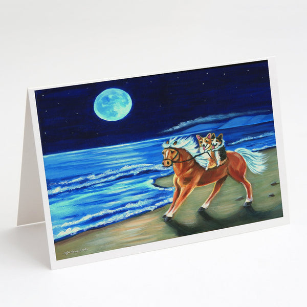 Buy this Corgi Beach Ride on Horse Greeting Cards and Envelopes Pack of 8