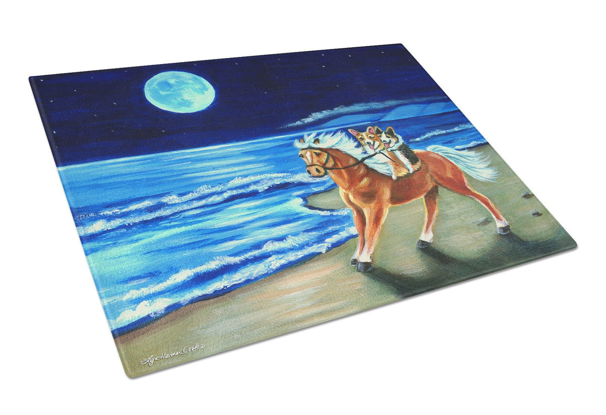 Corgi Beach Ride on Horse Glass Cutting Board Large 7318LCB by Caroline&#39;s Treasures