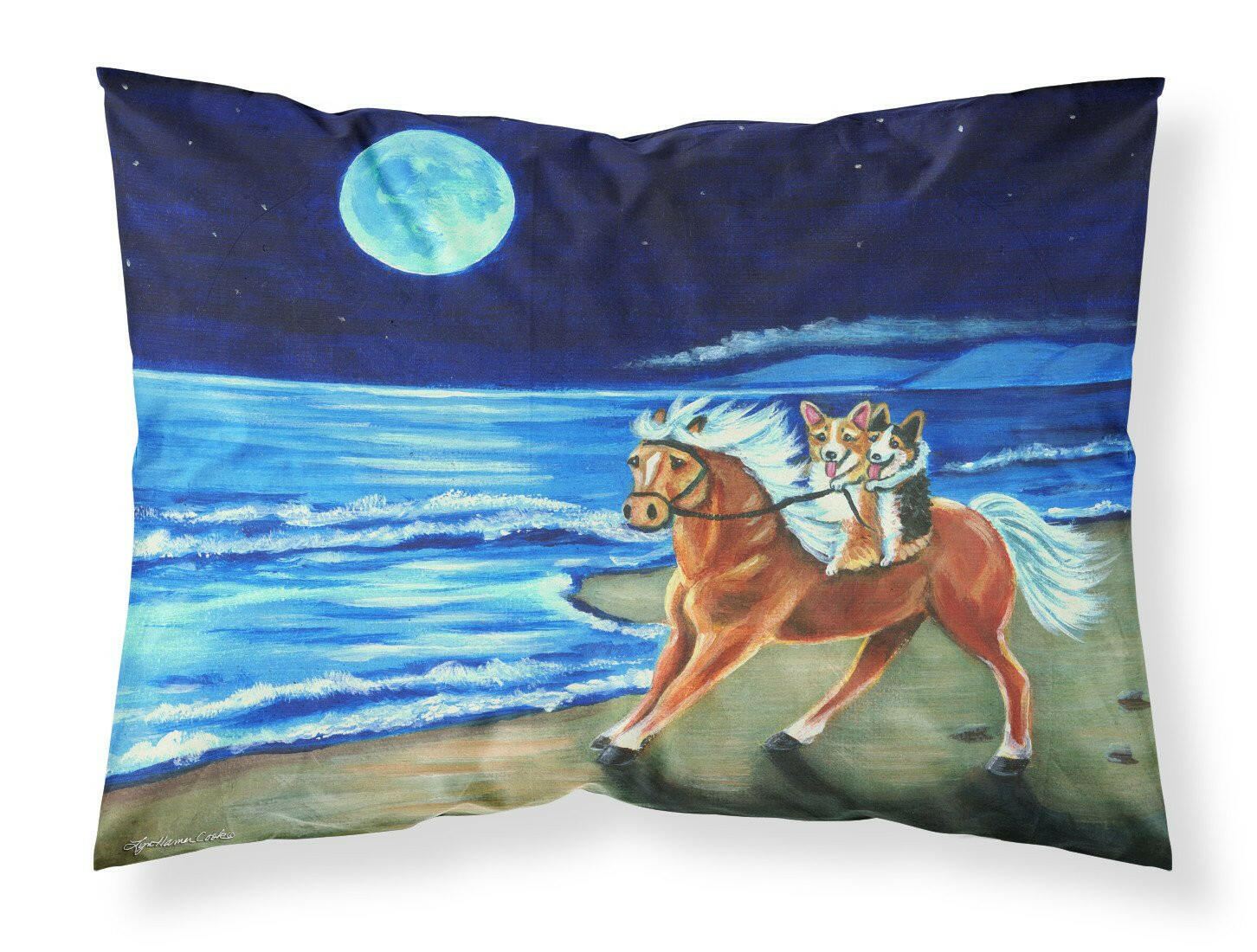 Corgi Beach Ride on Horse Fabric Standard Pillowcase 7318PILLOWCASE by Caroline's Treasures