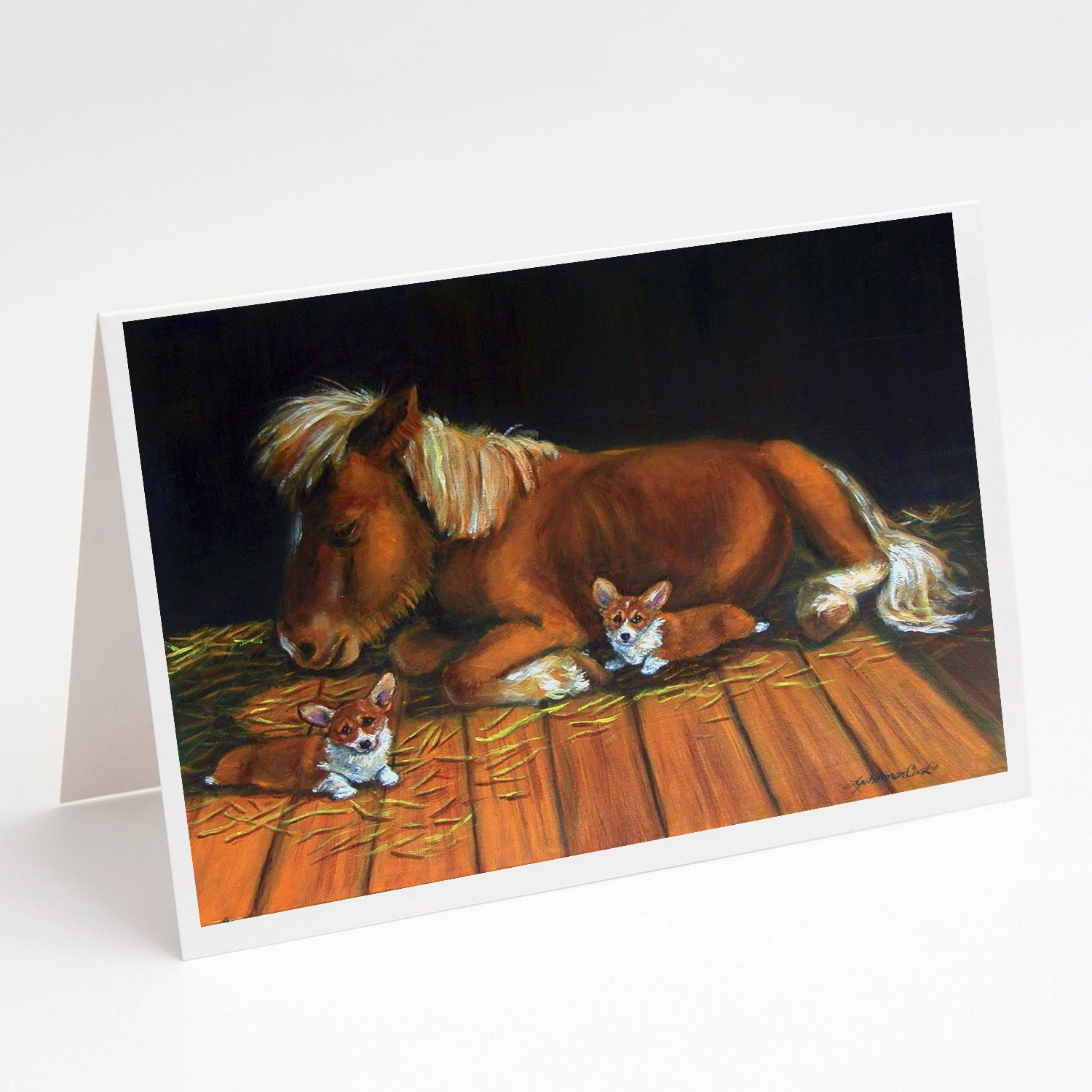 Buy this Corgi Snuggles the pony Greeting Cards and Envelopes Pack of 8