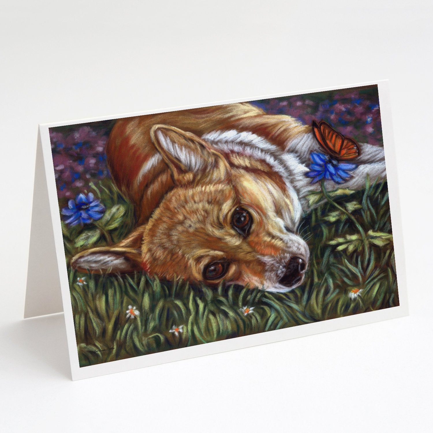 Buy this Corgi Pastel Butterfly Greeting Cards and Envelopes Pack of 8