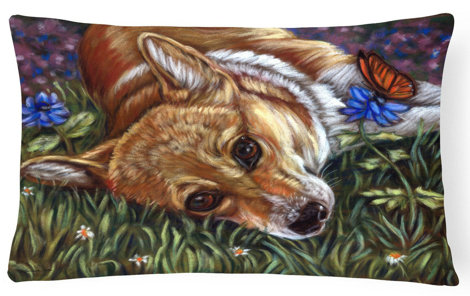 Corgi Pastel Butterfly Fabric Decorative Pillow 7325PW1216 by Caroline's Treasures