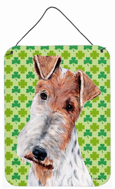 Wire Fox Terrier Lucky Shamrock St. Patrick&#39;s Day Wall or Door Hanging Prints SC9724DS1216 by Caroline&#39;s Treasures