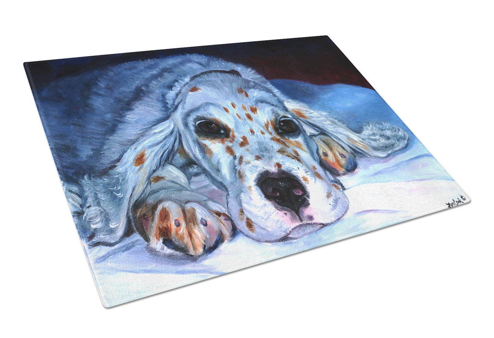 English Setter Pup Glass Cutting Board Large 7330LCB by Caroline's Treasures