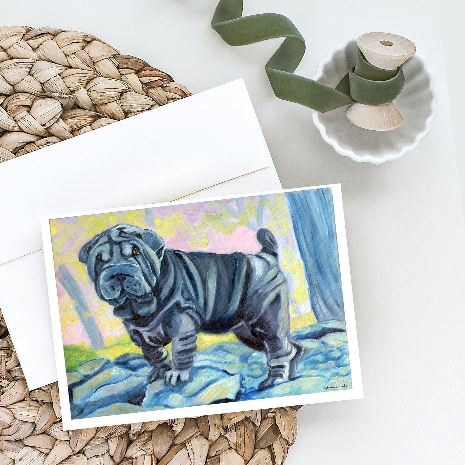 Blue Shar Pei Greeting Cards and Envelopes Pack of 8 - the-store.com