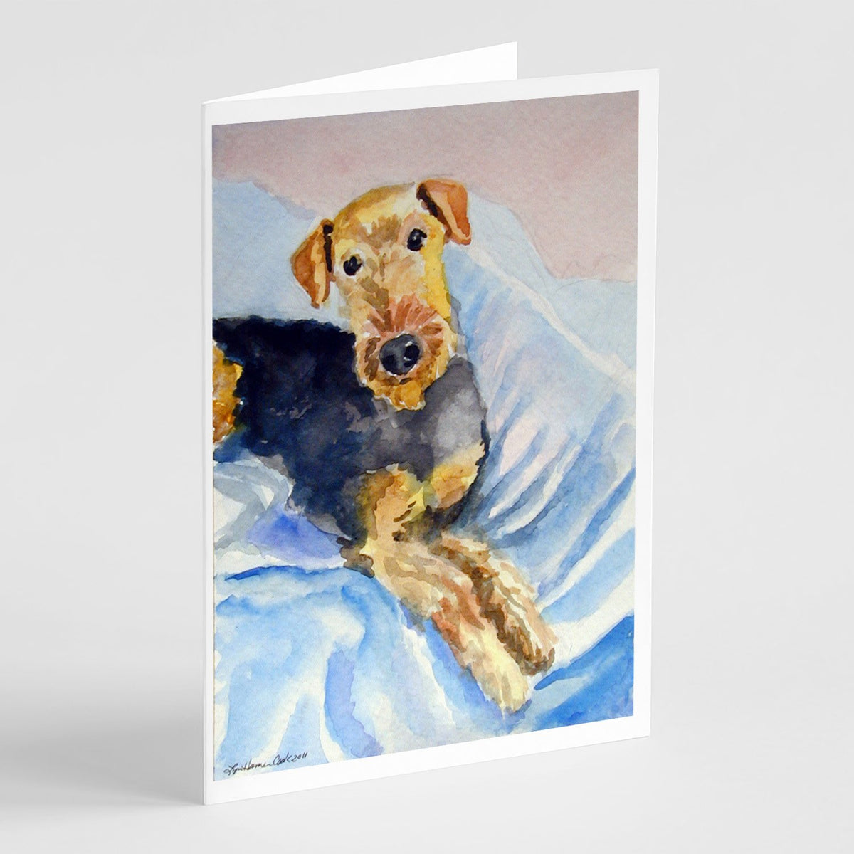 Buy this Cozy Airedale Terrier Greeting Cards and Envelopes Pack of 8