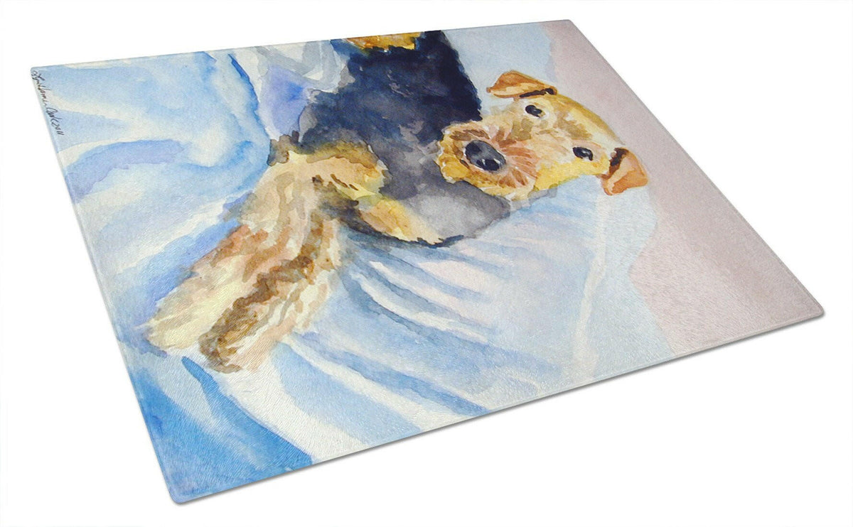 Cozy Airedale Terrier Glass Cutting Board Large 7335LCB by Caroline&#39;s Treasures