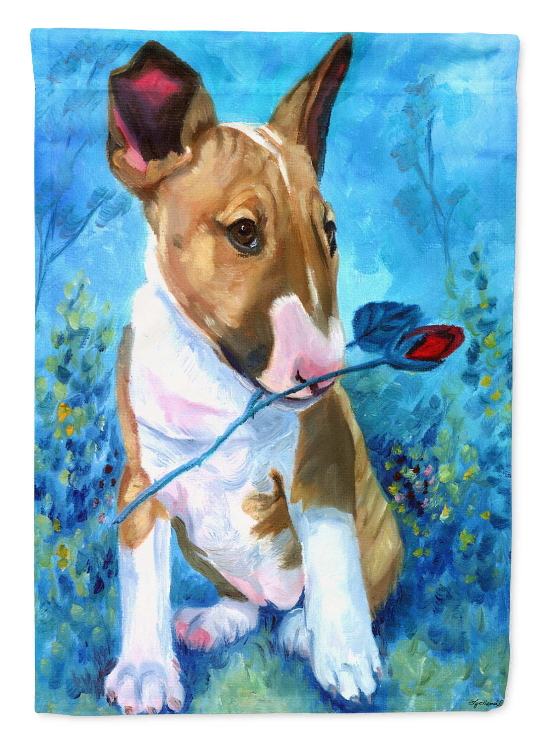 Bull Terrier Rose for Mom Flag Canvas House Size 7339CHF  the-store.com.