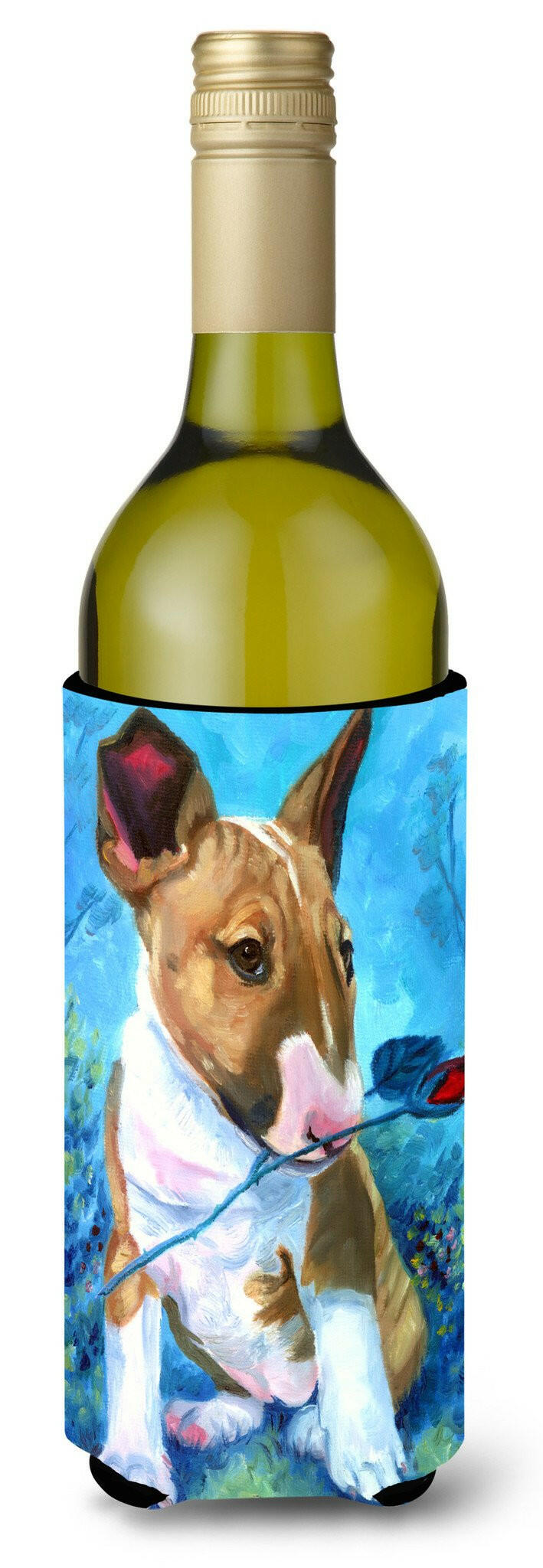 Bull Terrier Rose for Mom Wine Bottle Beverage Insulator Hugger 7339LITERK by Caroline&#39;s Treasures