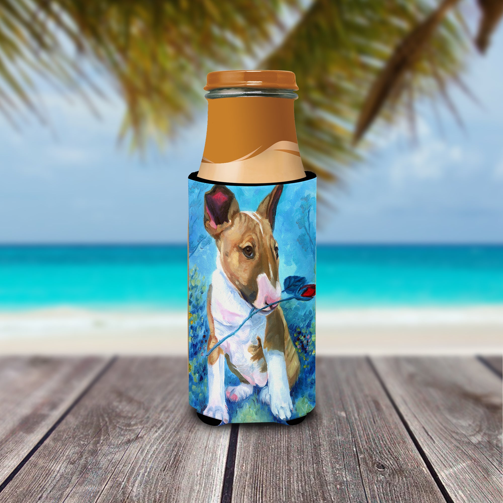 Bull Terrier Rose for Mom Ultra Beverage Insulators for slim cans 7339MUK  the-store.com.