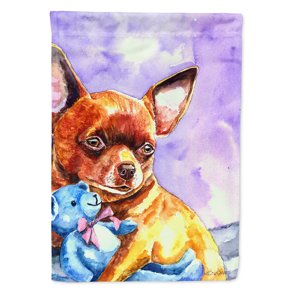 Chihuahua with Teddy Bear Flag Canvas House Size 7340CHF