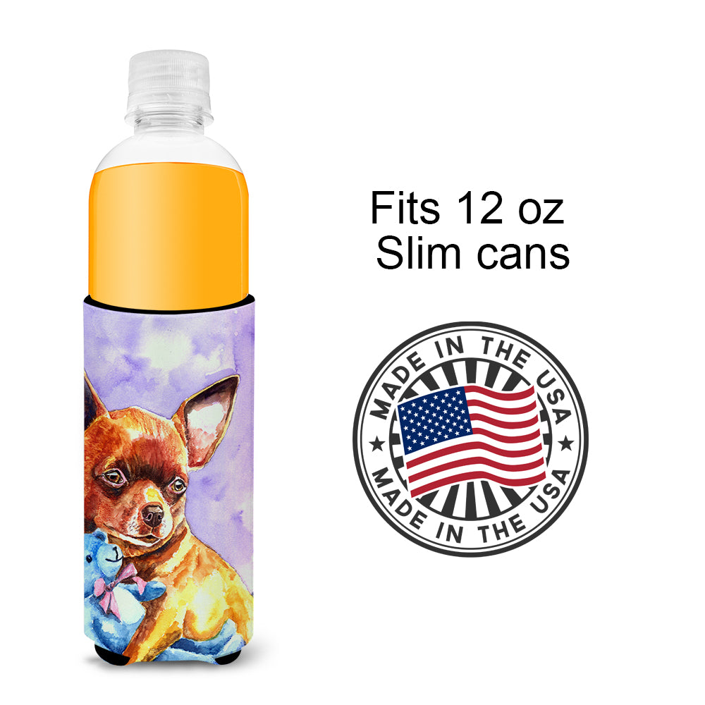 Chihuahua with Teddy Bear Ultra Beverage Insulators for slim cans 7340MUK  the-store.com.