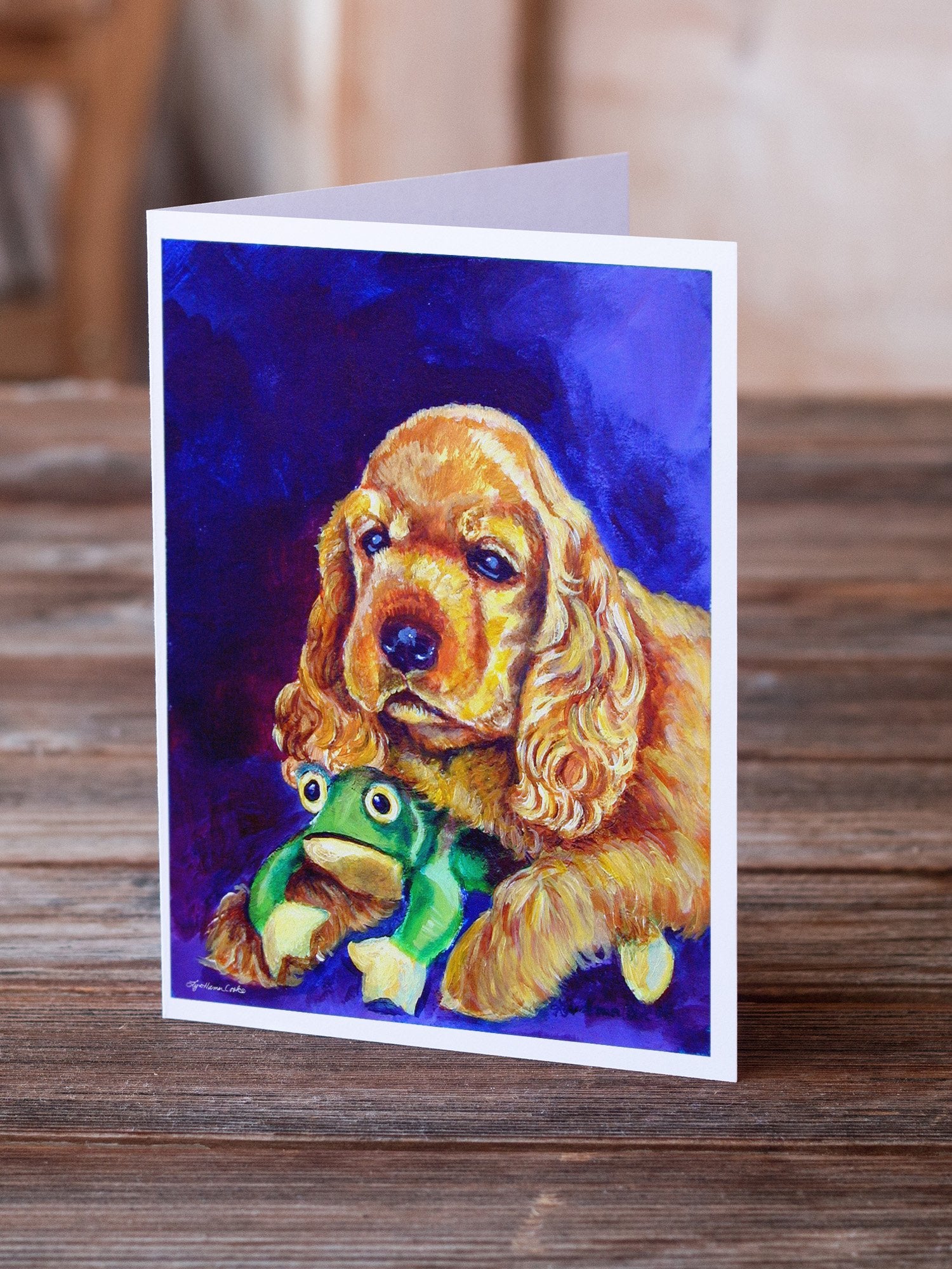 Caroline's Treasures Cocker Spaniel with Frog Greeting Cards - Blank Note Cards – 8-Pack of Artist-Designed Cards with Envelopes