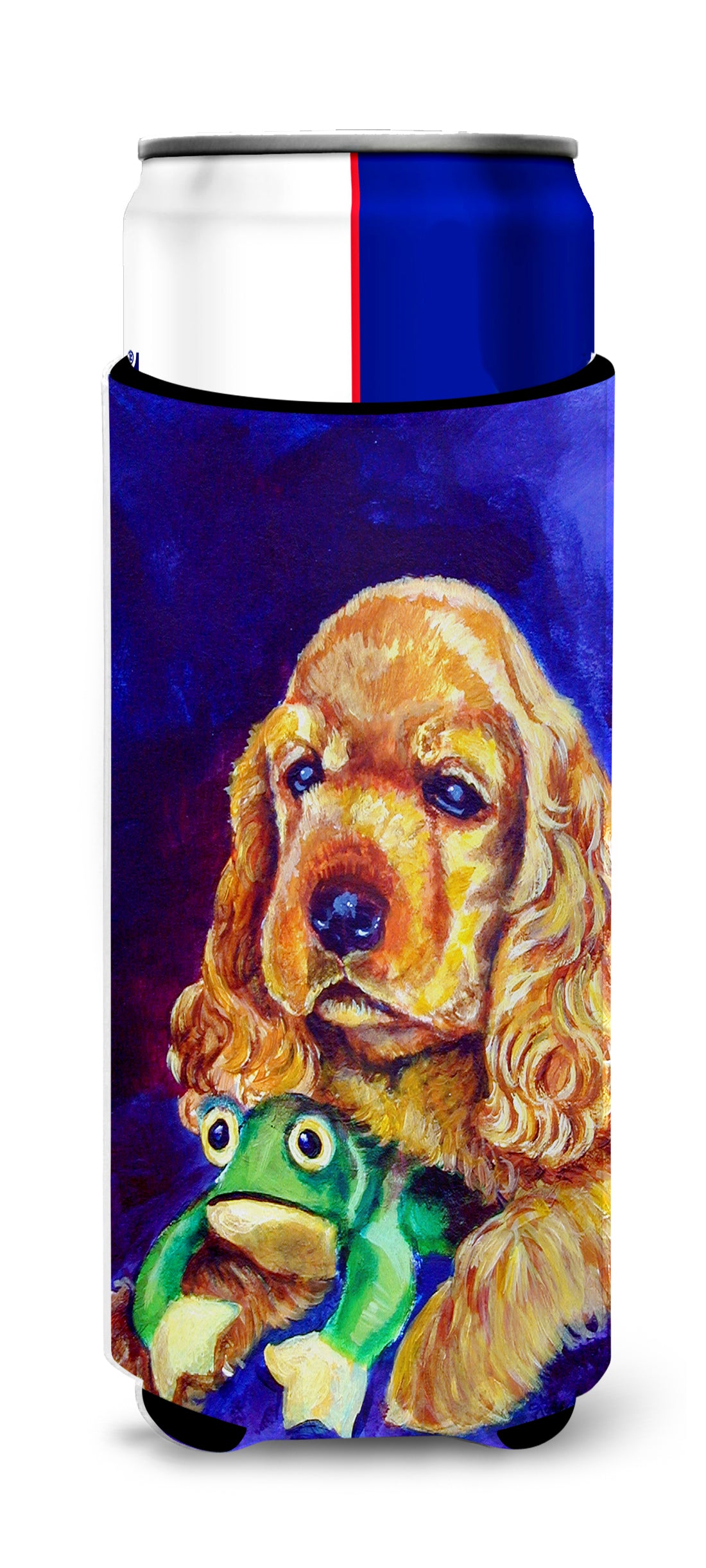 Cocker Spaniel with Frog Ultra Beverage Insulators for slim cans 7342MUK