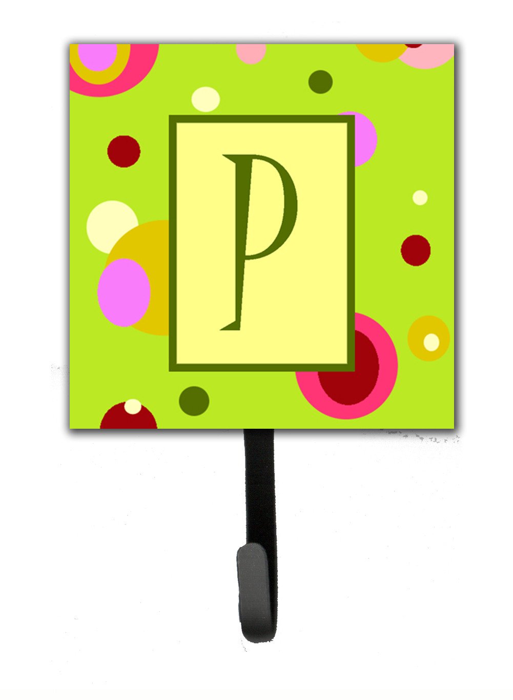 Letter P Initial Monogram - Green Leash Holder or Key Hook by Caroline&#39;s Treasures