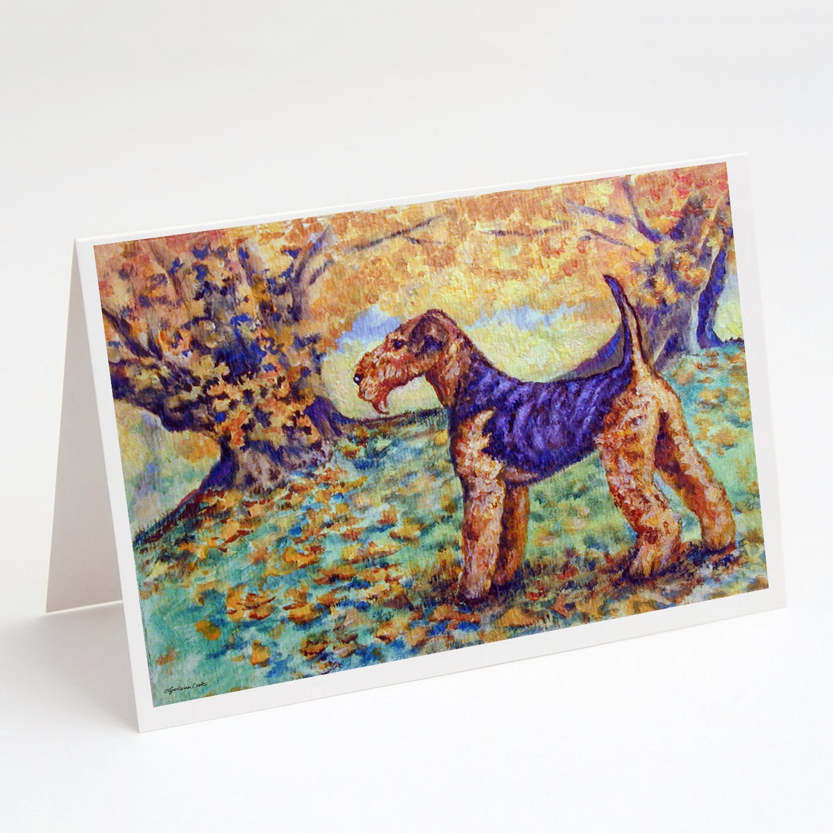 Buy this Autumn Airedale Terrier Greeting Cards and Envelopes Pack of 8