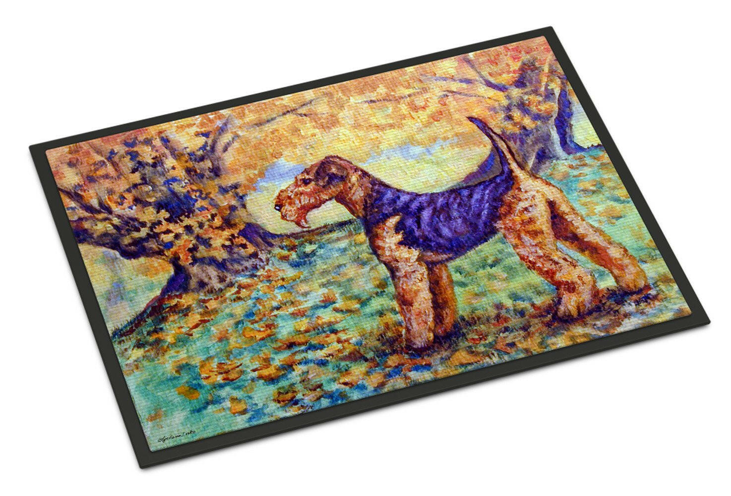Autumn Airedale Terrier Indoor or Outdoor Mat 18x27 7343MAT - the-store.com