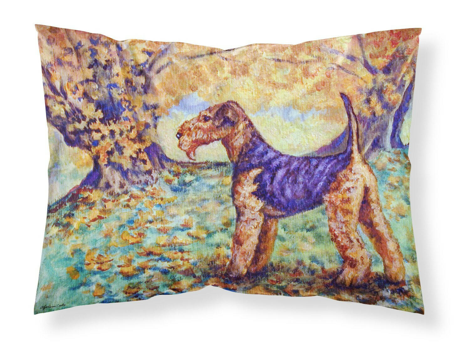 Autumn Airedale Terrier Fabric Standard Pillowcase 7343PILLOWCASE by Caroline's Treasures