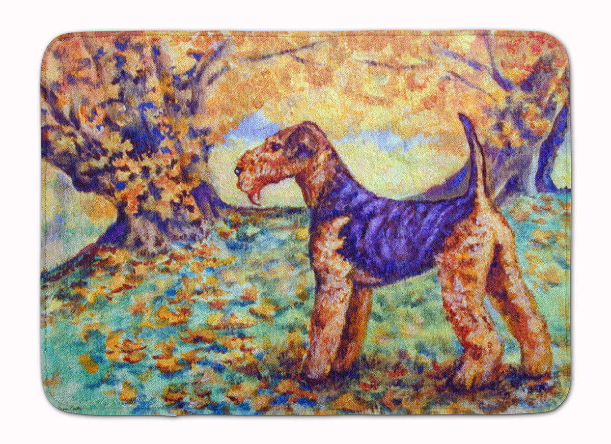 Autumn Airedale Terrier Machine Washable Memory Foam Mat 7343RUG - the-store.com