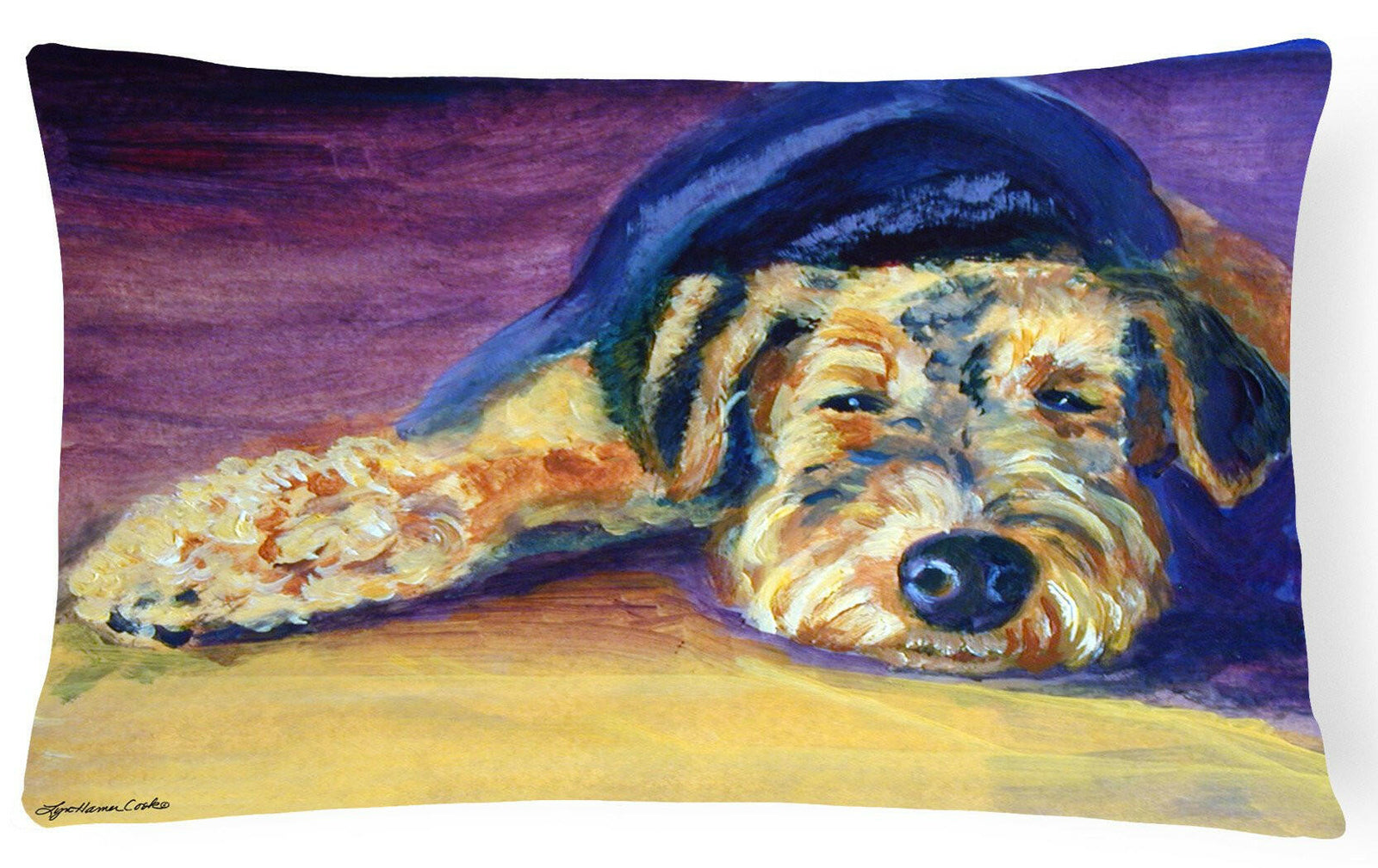 Snoozer Airedale Terrier Fabric Decorative Pillow 7344PW1216 by Caroline's Treasures