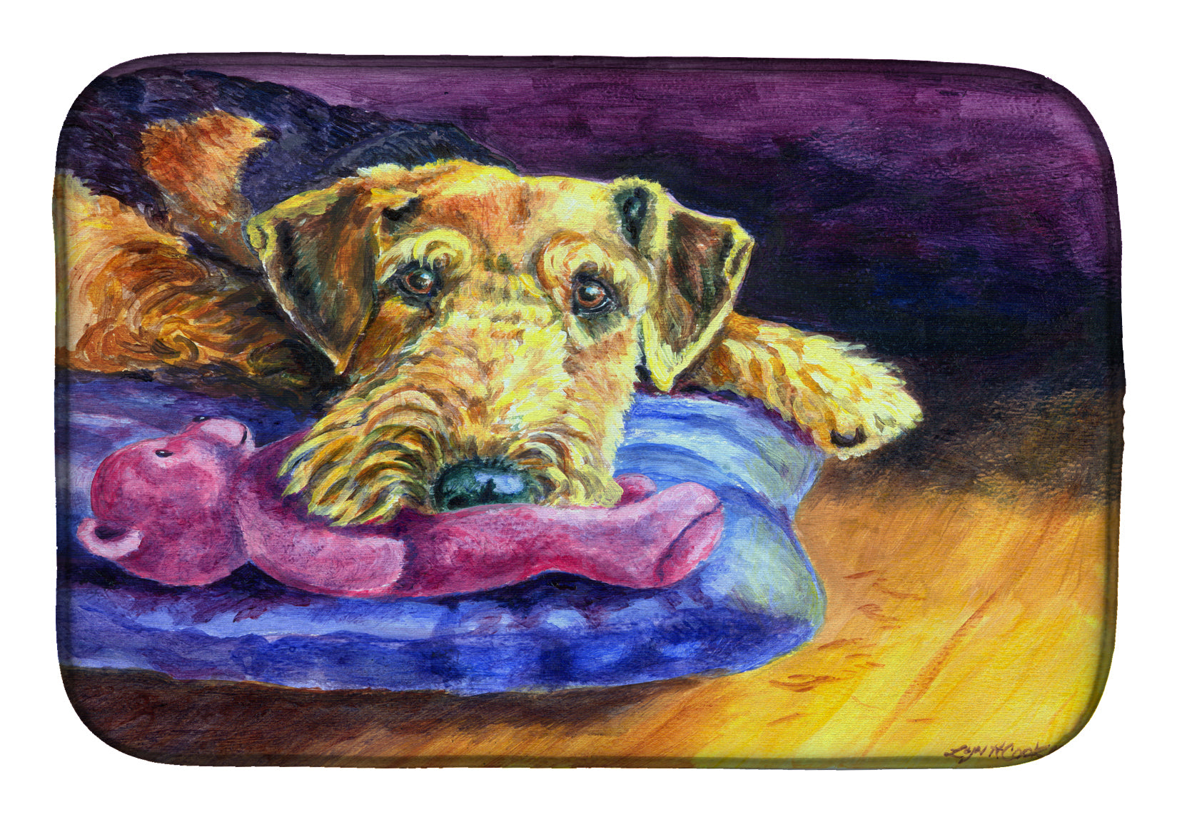 Airedale Terrier Teddy Bear Dish Drying Mat 7345DDM  the-store.com.