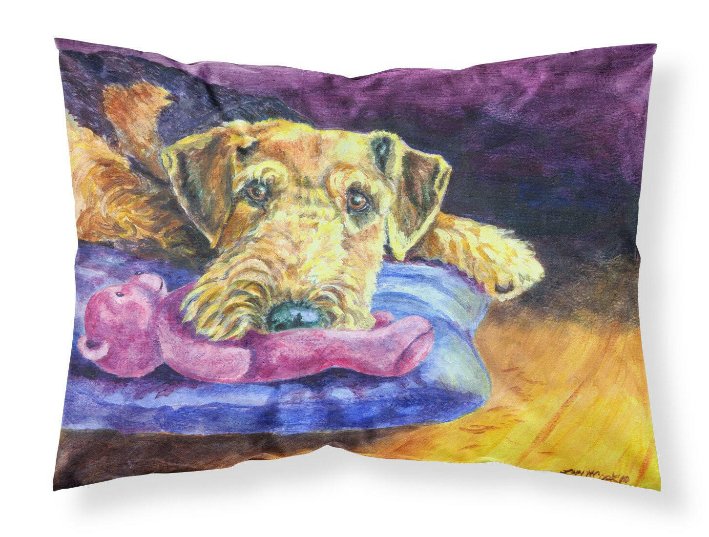 Airedale Terrier Teddy Bear Fabric Standard Pillowcase 7345PILLOWCASE by Caroline's Treasures