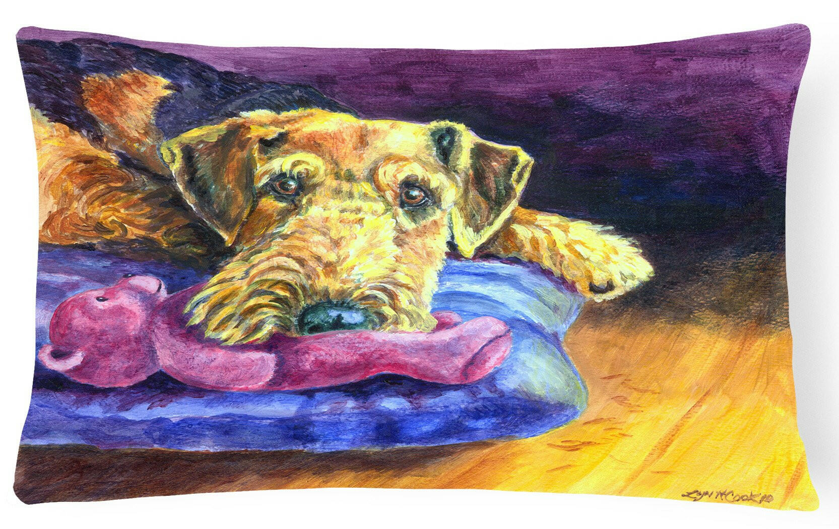 Airedale Terrier Teddy Bear Fabric Decorative Pillow 7345PW1216 by Caroline's Treasures