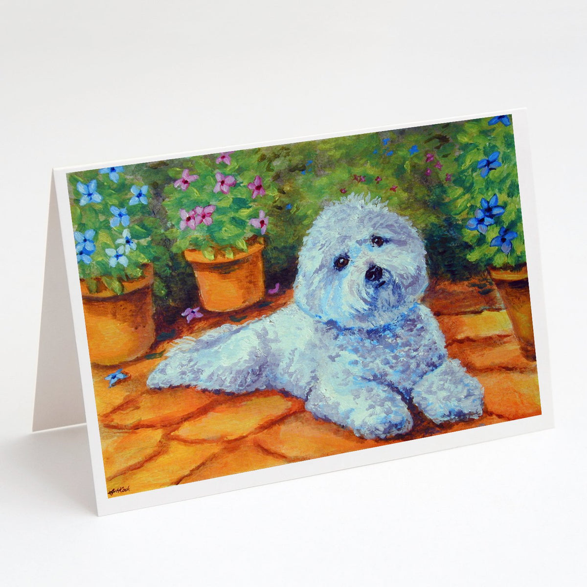 Buy this Bichon Frise on the patio Greeting Cards and Envelopes Pack of 8