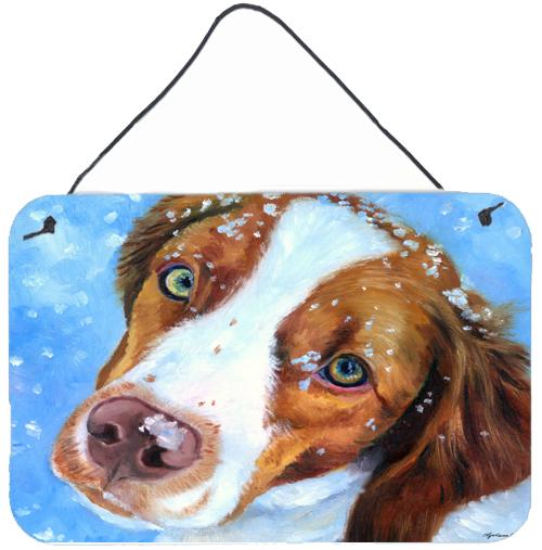 Snow Baby Brittany Spaniel Wall or Door Hanging Prints 7348DS812 by Caroline&#39;s Treasures