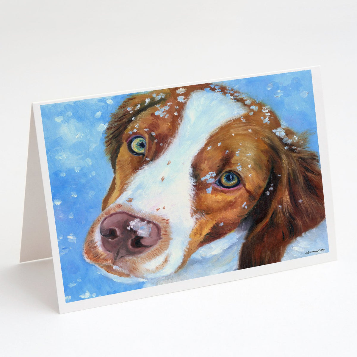 Buy this Snow Baby Brittany Spaniel Greeting Cards and Envelopes Pack of 8