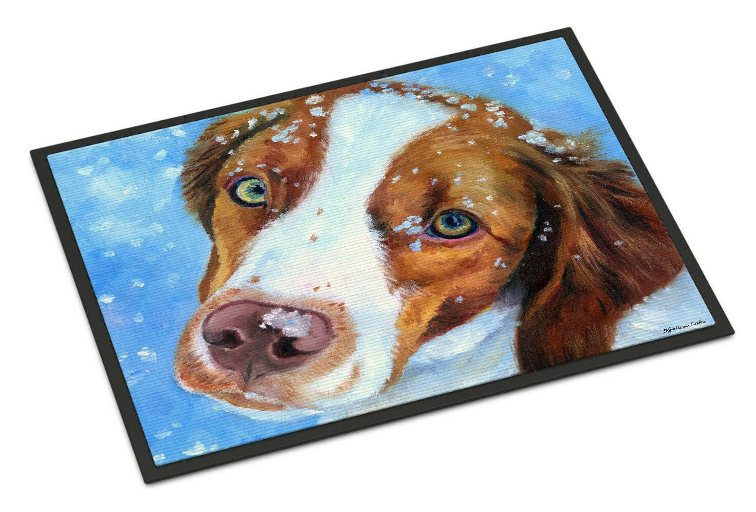 Snow Baby Brittany Spaniel Indoor or Outdoor Mat 24x36 7348JMAT - the-store.com