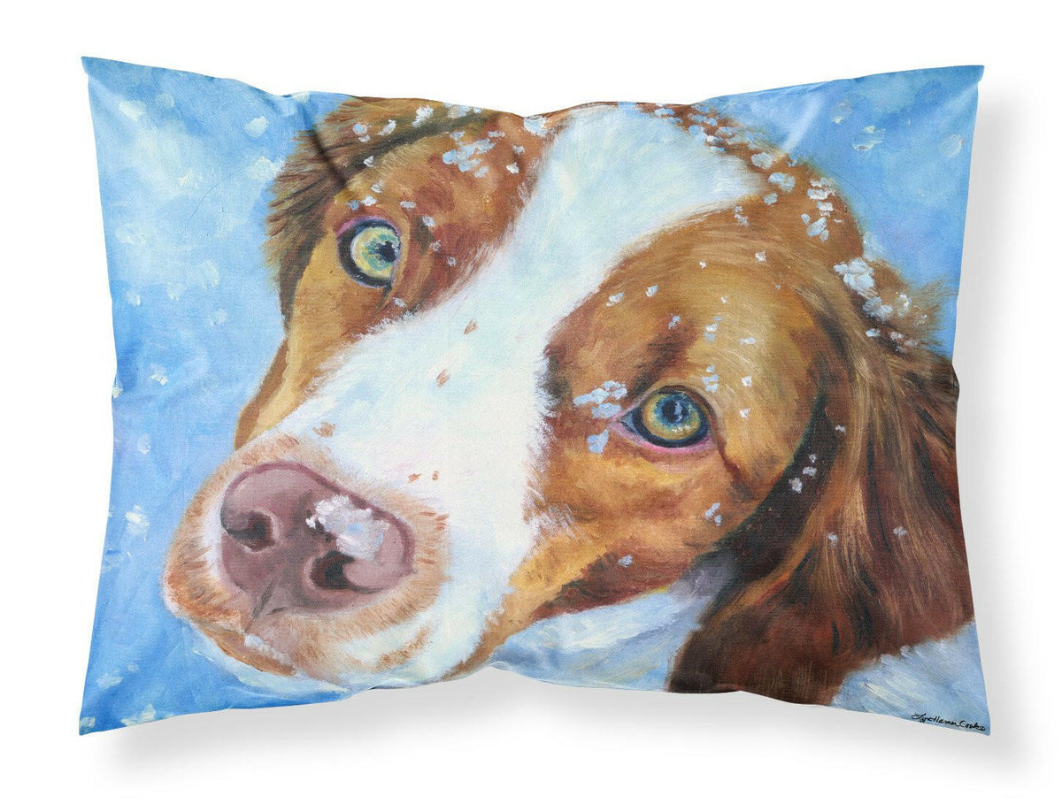 Snow Baby Brittany Spaniel Fabric Standard Pillowcase 7348PILLOWCASE by Caroline&#39;s Treasures