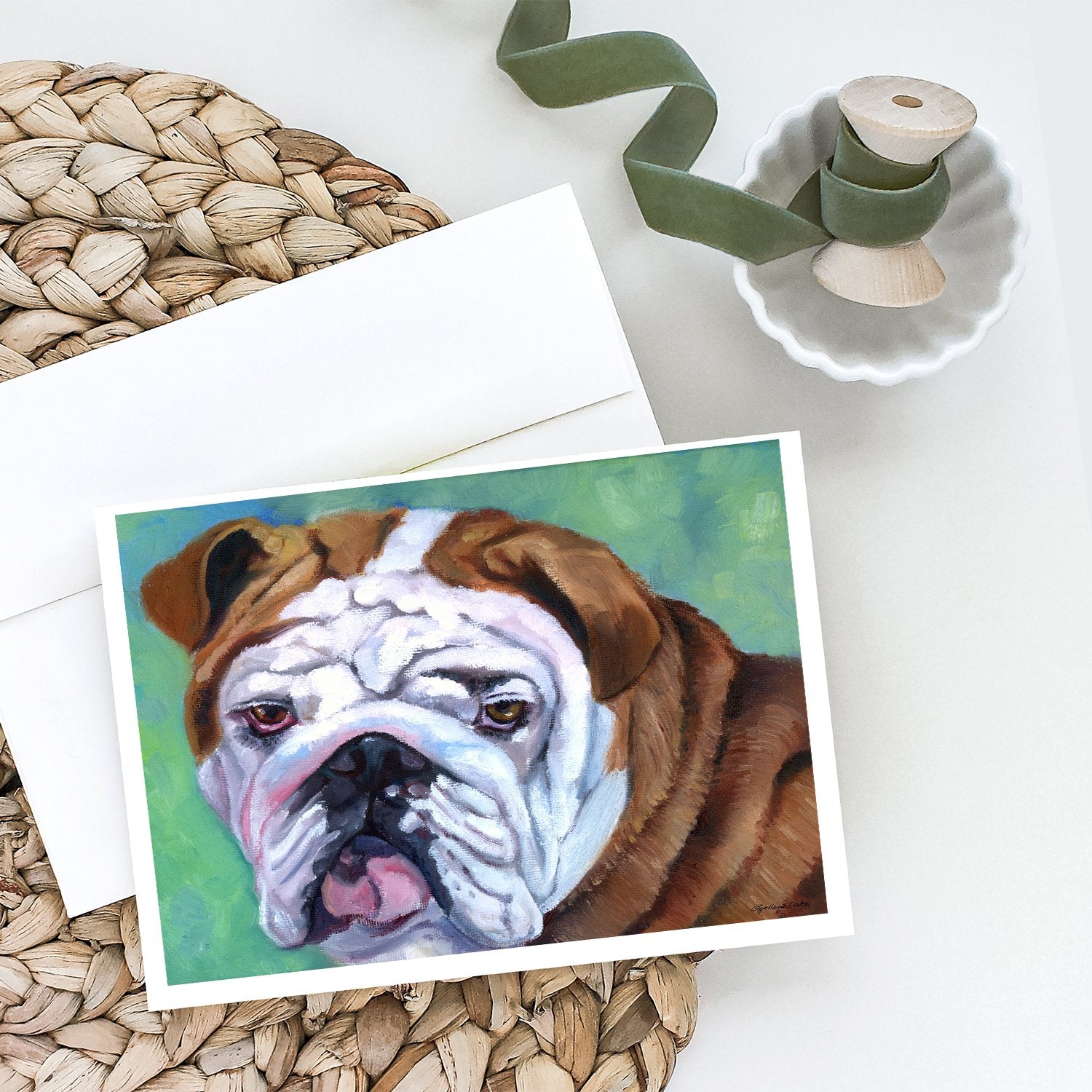 Admiral the English Bulldog Greeting Cards and Envelopes Pack of 8 - the-store.com