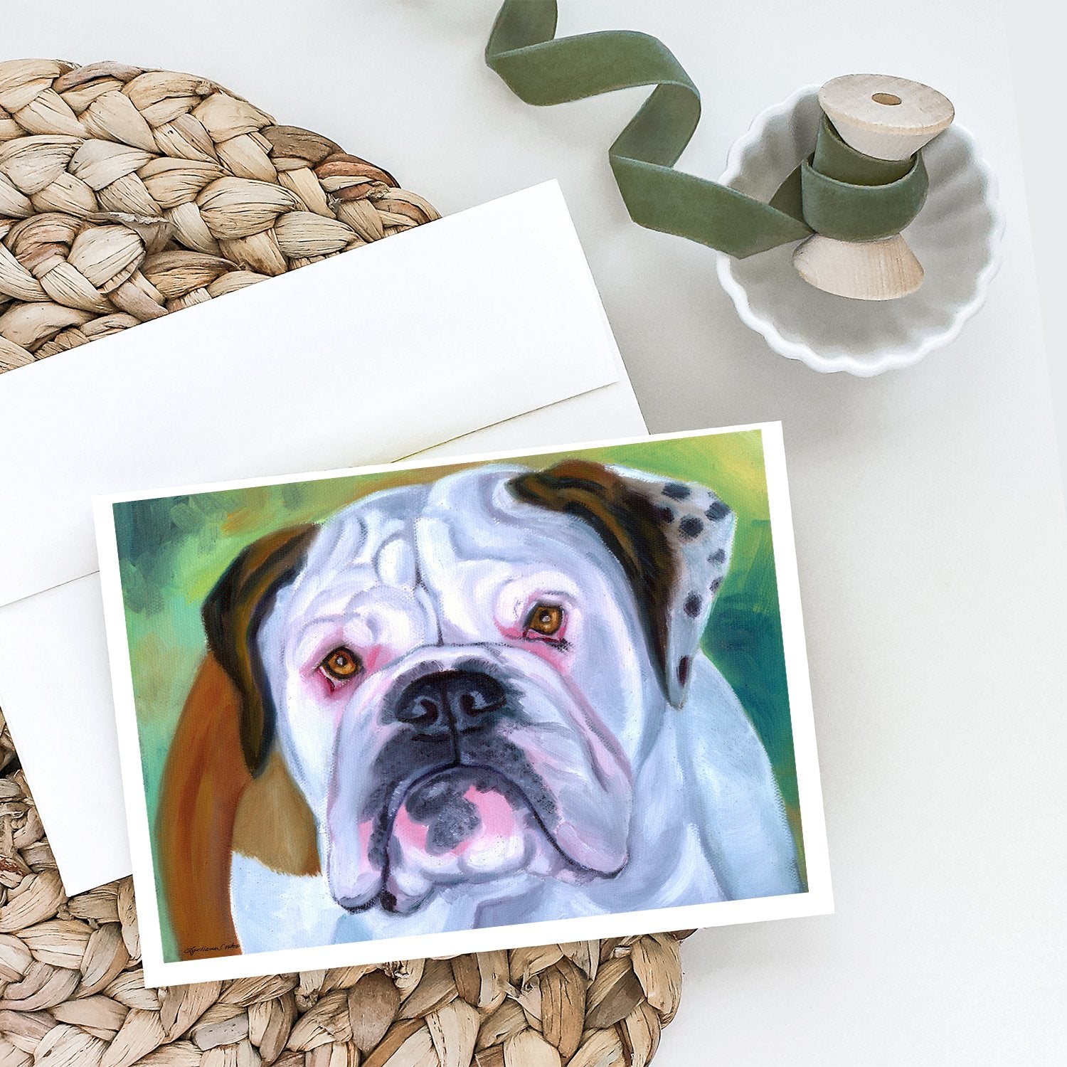 Miss English Bulldog Greeting Cards and Envelopes Pack of 8 - the-store.com