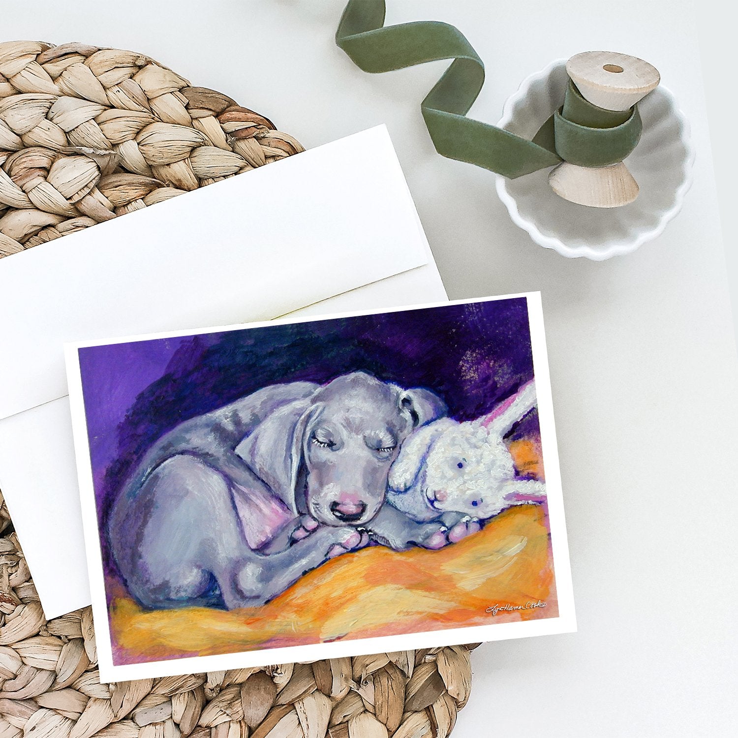 Buy this Weimaraner Snuggle Bunny Greeting Cards and Envelopes Pack of 8